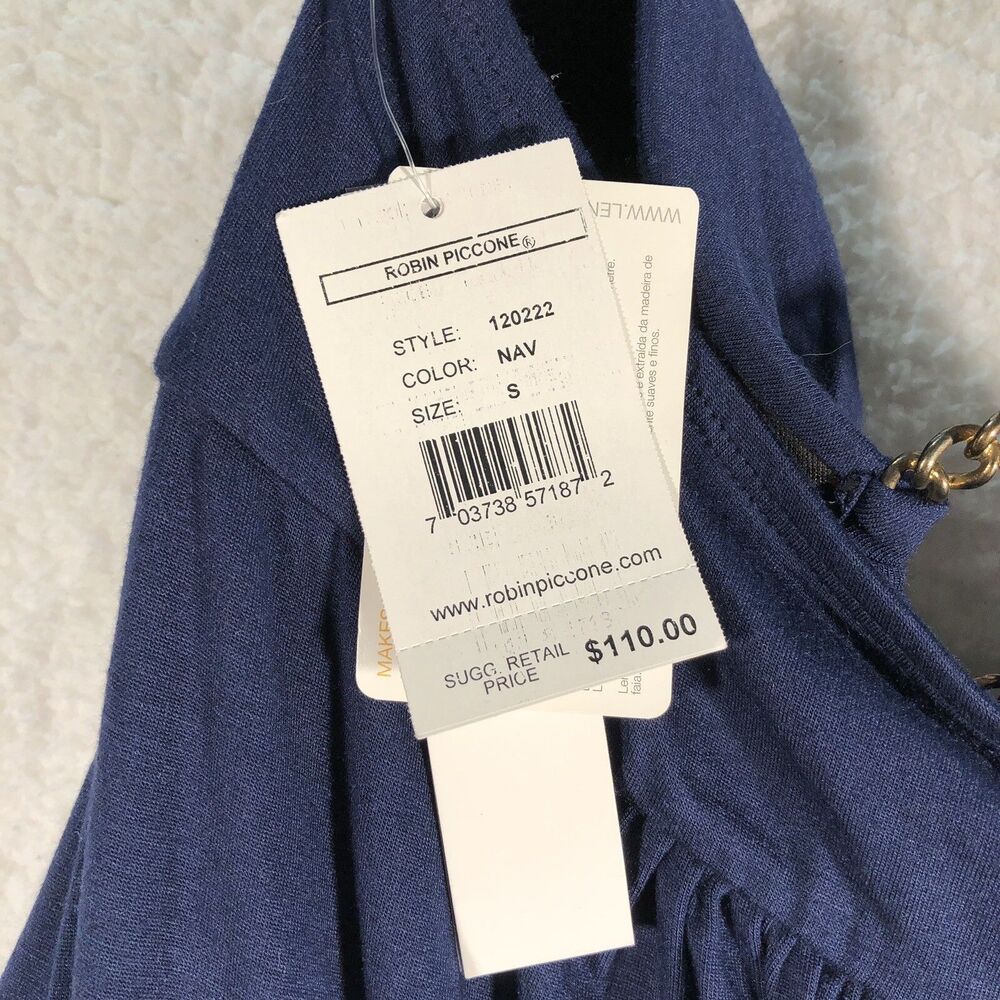 Robin Piccone Swimsuit Cover Up Small Blue Strapless Sundress Beachy Coastal NWT - Picture 6 of 11